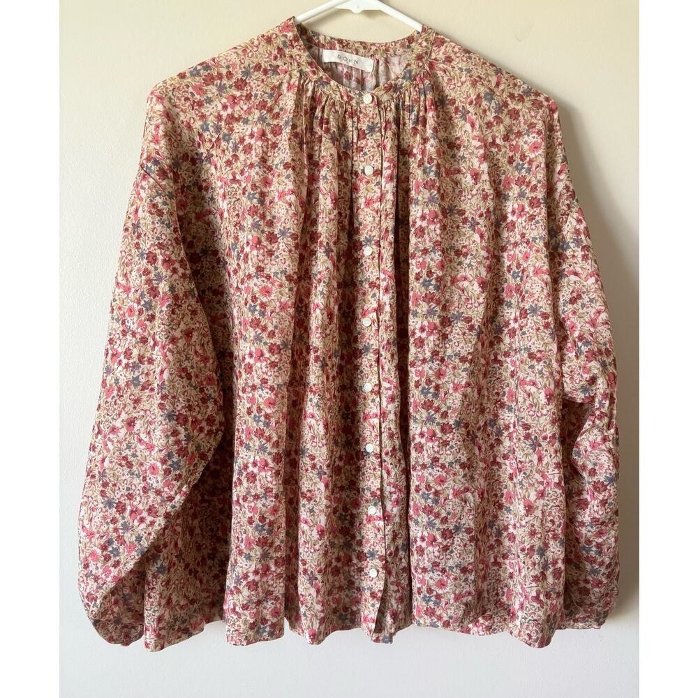 DOEN Jane Blouse in Pink Valley Floral Print XS - Picture 3 of 10